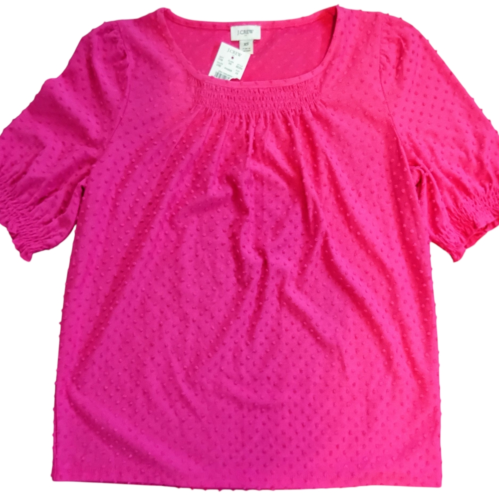 New J. Crew Clip Dot Swiss Dot Top Pink BE254 Womens X-Small